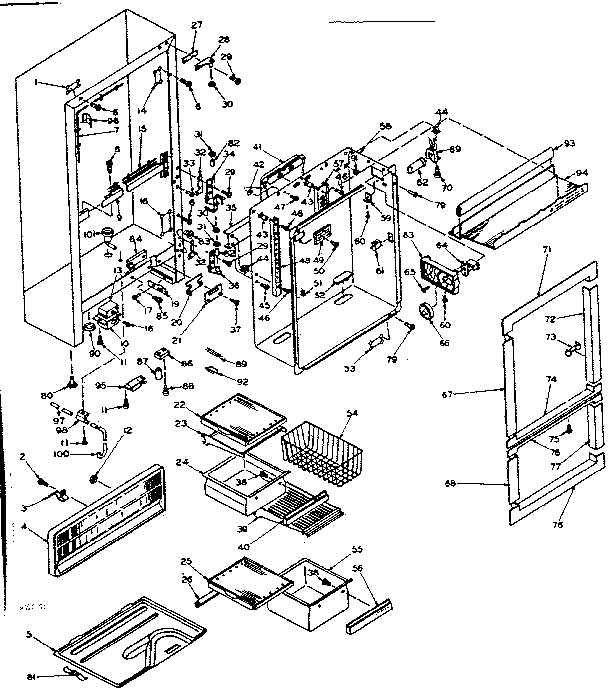 Cabinet Parts Diagram and Parts List for 106T16GL1  Kenmore Refrigerator