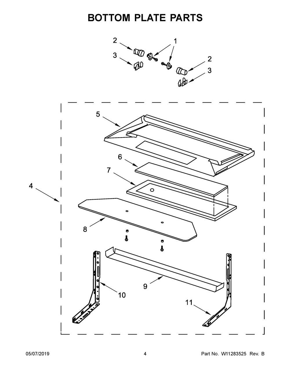 Bottom Plate Parts Diagram and Parts List for UMH50008HS0  Whirlpool Microwave