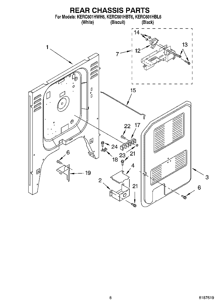 REAR CHASSIS Diagram and Parts List for KERC601HBL6  KitchenAid Range