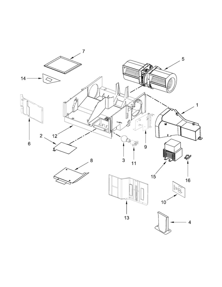 Air Flow Parts Diagram and Parts List for WMH31017FS0  Whirlpool Microwave