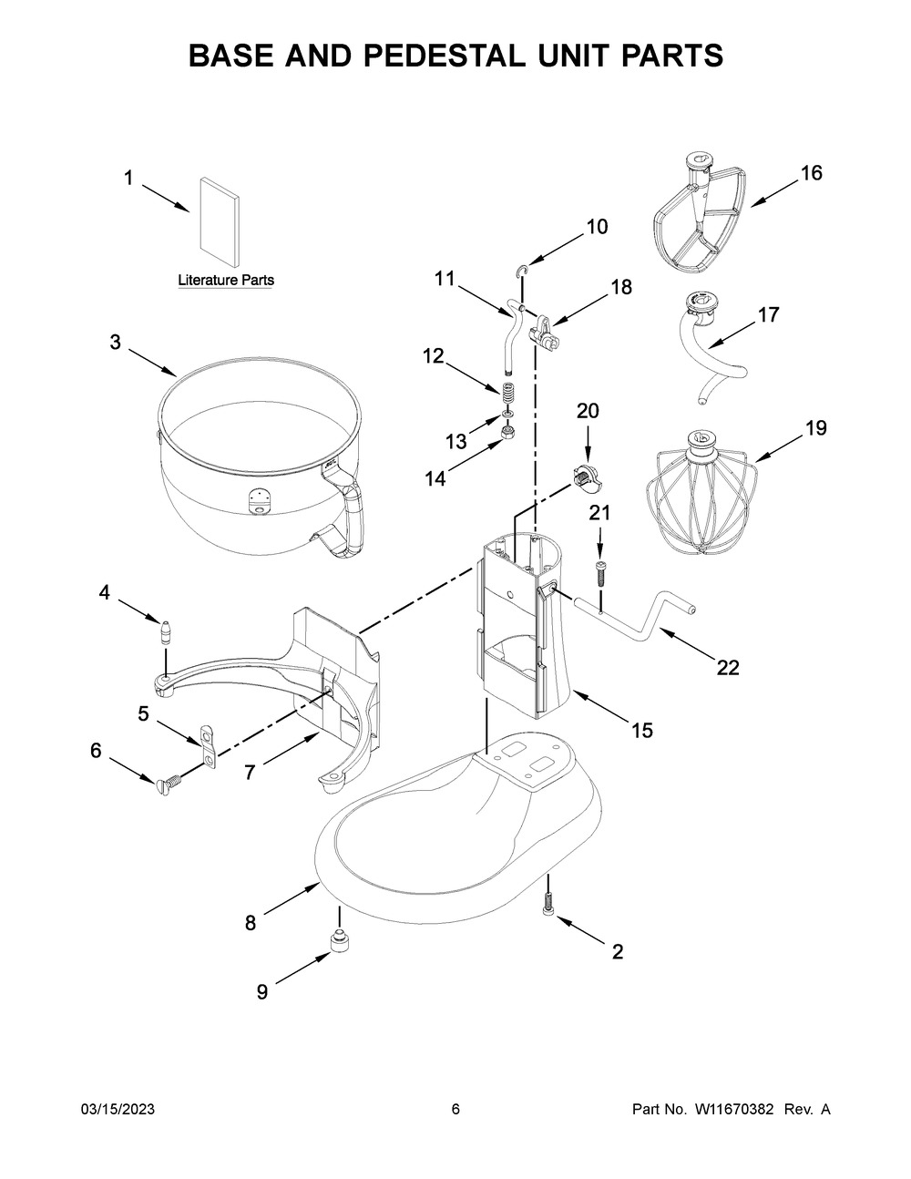 Base And Pedestal Unit Parts Diagram and Parts List for KSM55SXXXBM0  KitchenAid Mixer