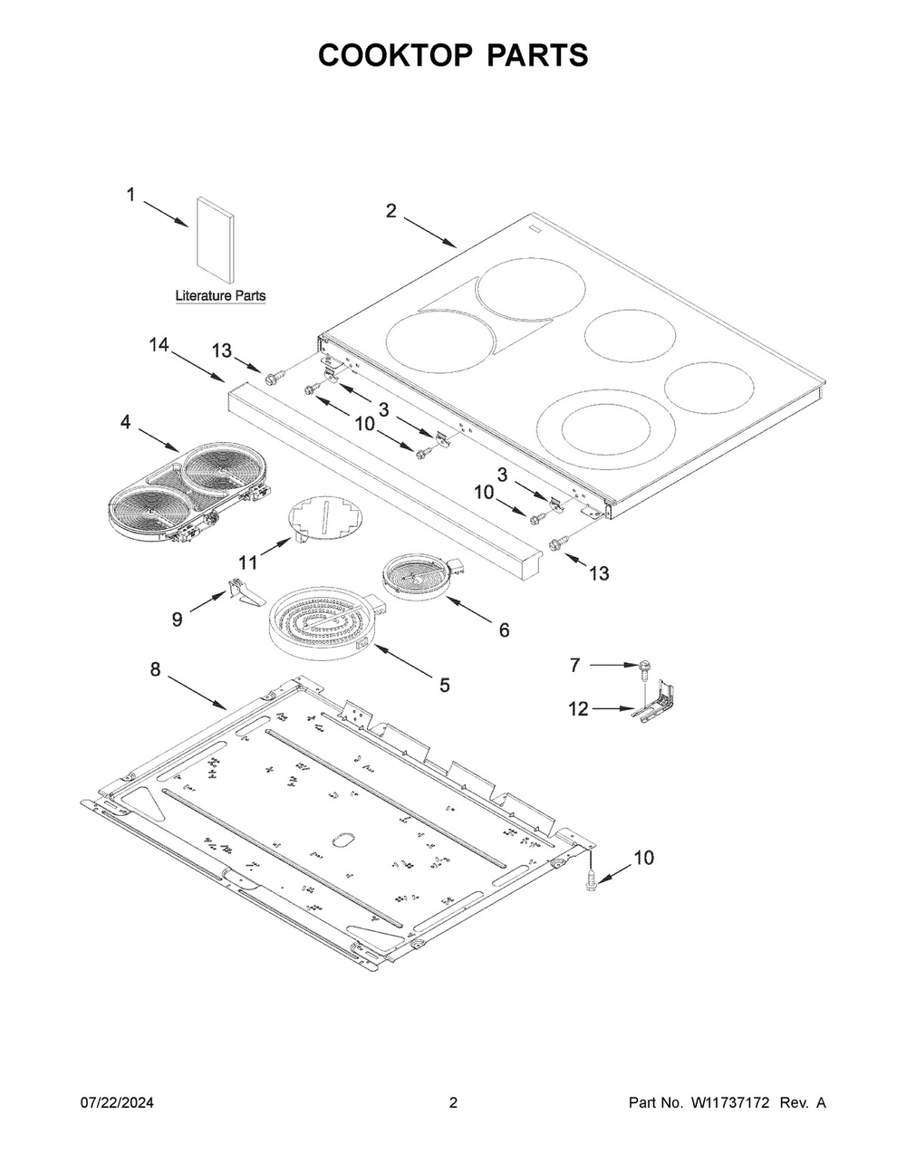 02 - Cooktop Parts Diagram and Parts List for MFES6030RZ0  Whirlpool Range