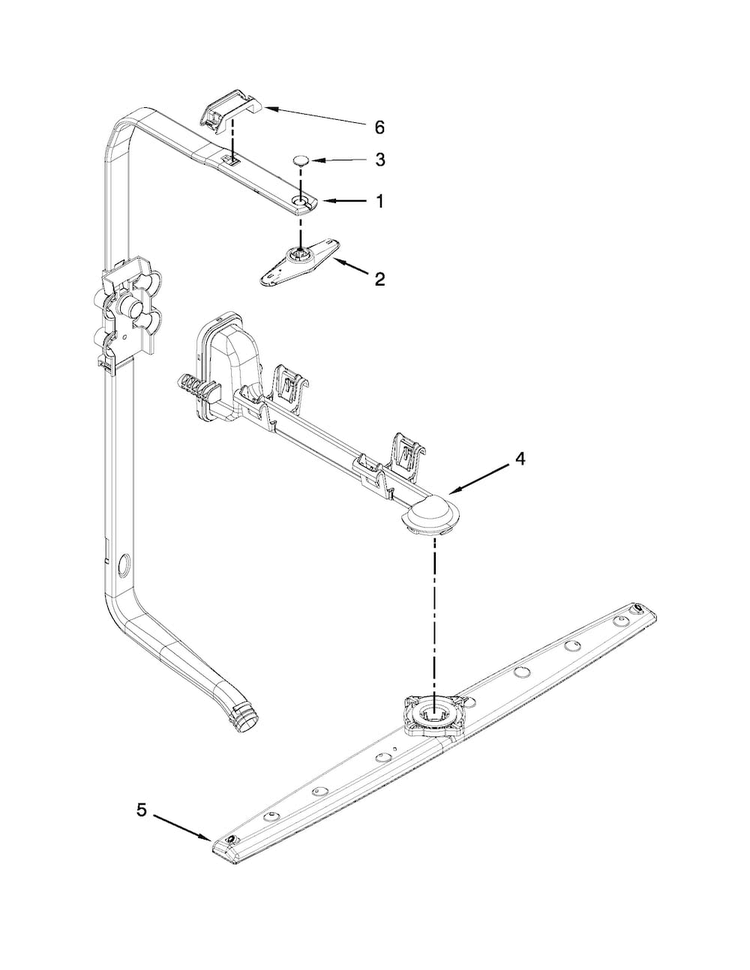 Upper Wash And Rinse Parts Diagram and Parts List for KUDE20IXSSA  KitchenAid Dishwasher
