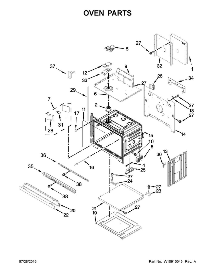 Oven Parts Diagram and Parts List for WOD97ES0ES02  Whirlpool Wall Oven