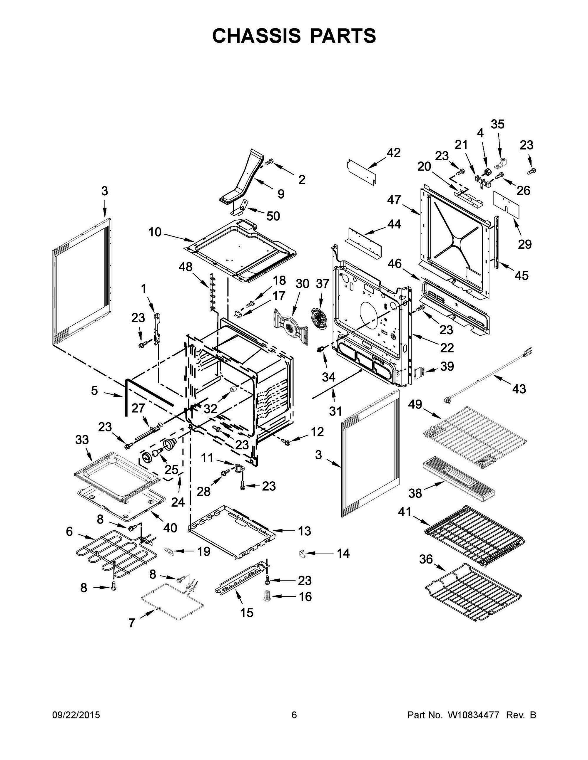 04 - CHASSIS PARTS Diagram and Parts List for YKSIB900ESS0  Whirlpool Range