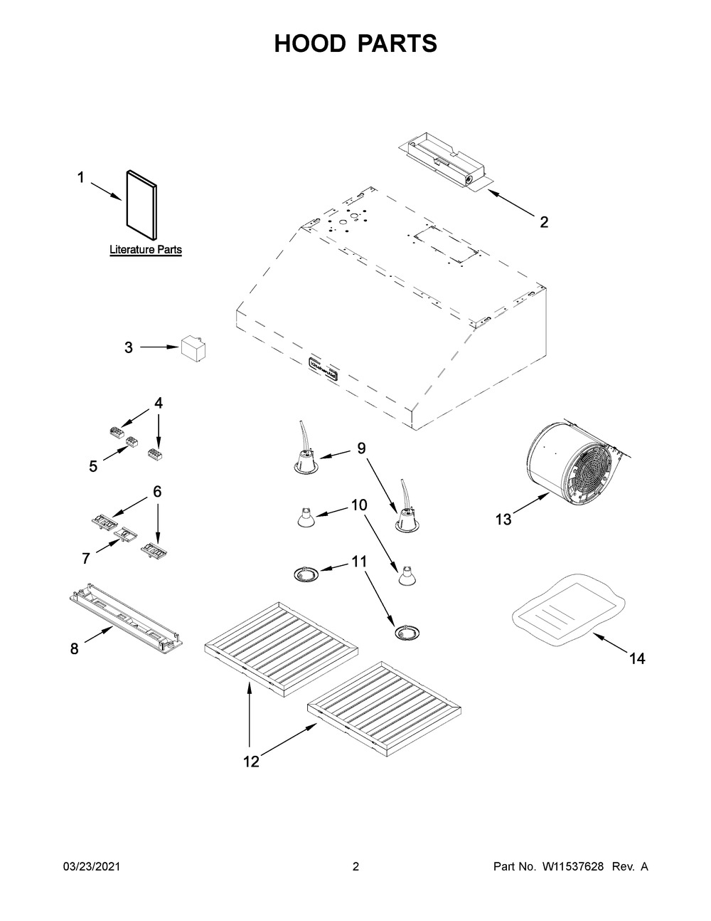 Hood Parts Diagram and Parts List for KVUC600JSS1  Whirlpool Range Hood