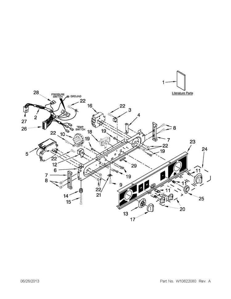 Washer/dryer Control Panel Parts Diagram and Parts List for 1108875279A  Kenmore Washer Dryer Combo