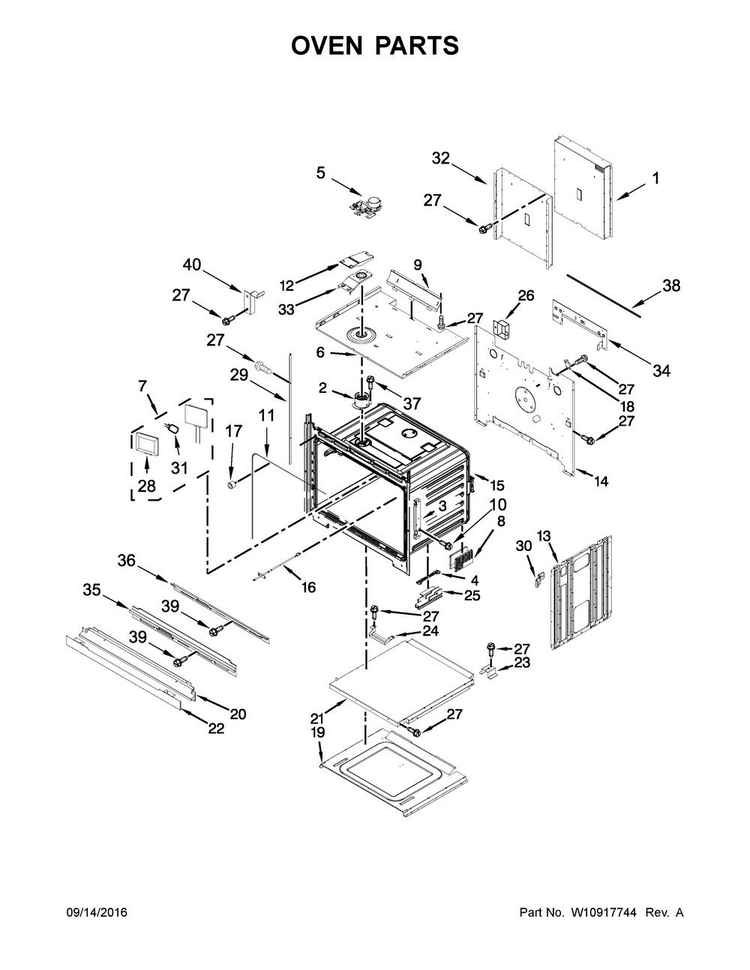 Oven Parts Diagram and Parts List for KODT107ESS01  KitchenAid Wall Oven