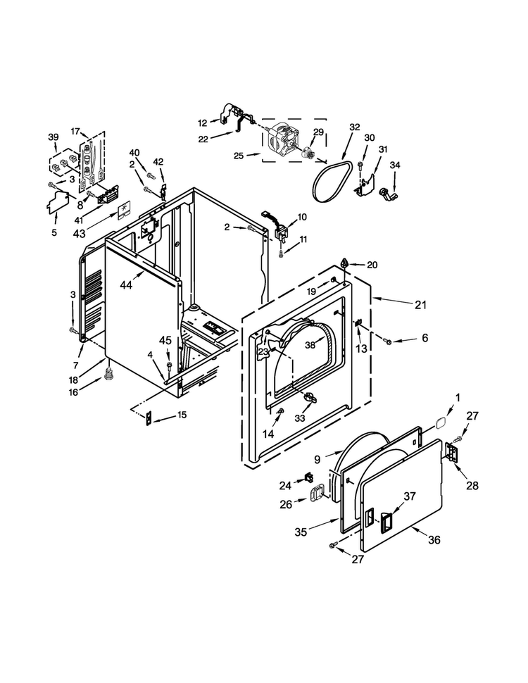 Cabinet Parts Diagram and Parts List for WED4890BQ0  Whirlpool Dryer