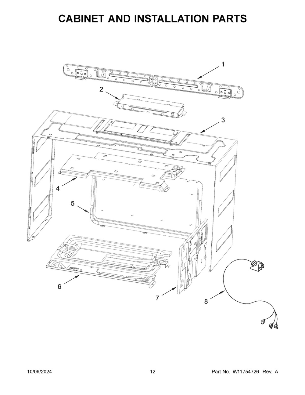 07 - Cabinet And Installation Parts Diagram and Parts List for YKMMF730PPS00  Whirlpool Microwave