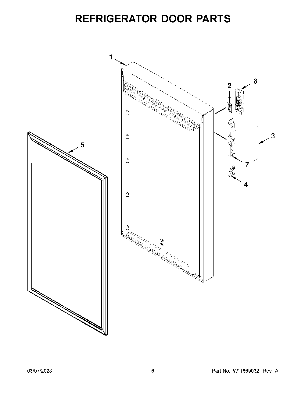 Refrigerator Door Parts Diagram and Parts List for KBBX104EPA04  KitchenAid Refrigerator