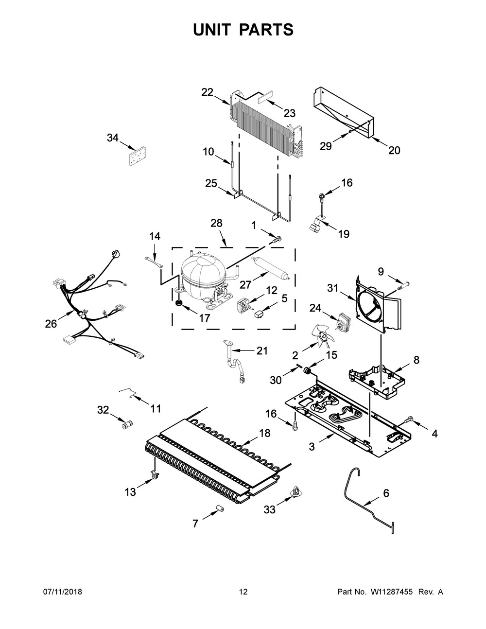 Unit Parts Diagram and Parts List for IX7DDEXGZ002  Whirlpool Refrigerator