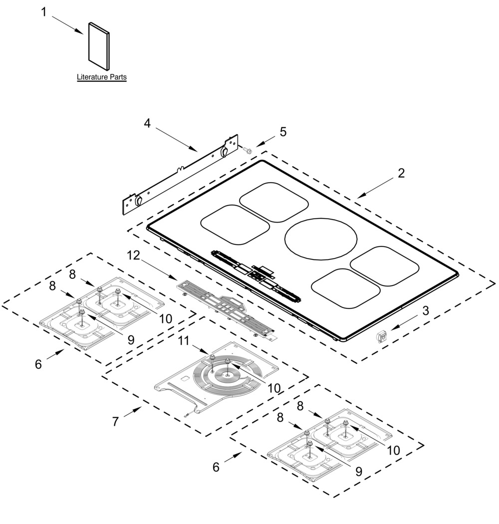 Cooktop Parts Diagram and Parts List for KCIT736SSS00  Whirlpool Cooktop