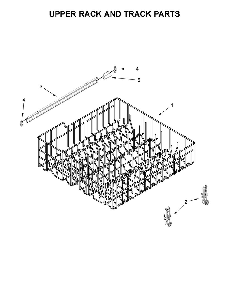 Upper Rack And Track Parts Diagram and Parts List for WDP370PAHB0  Whirlpool Dishwasher