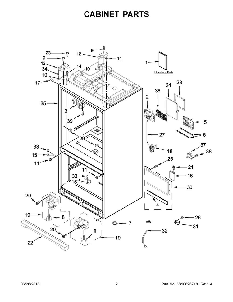 Cabinet Parts Diagram and Parts List for KRFF707EBS00  KitchenAid Refrigerator