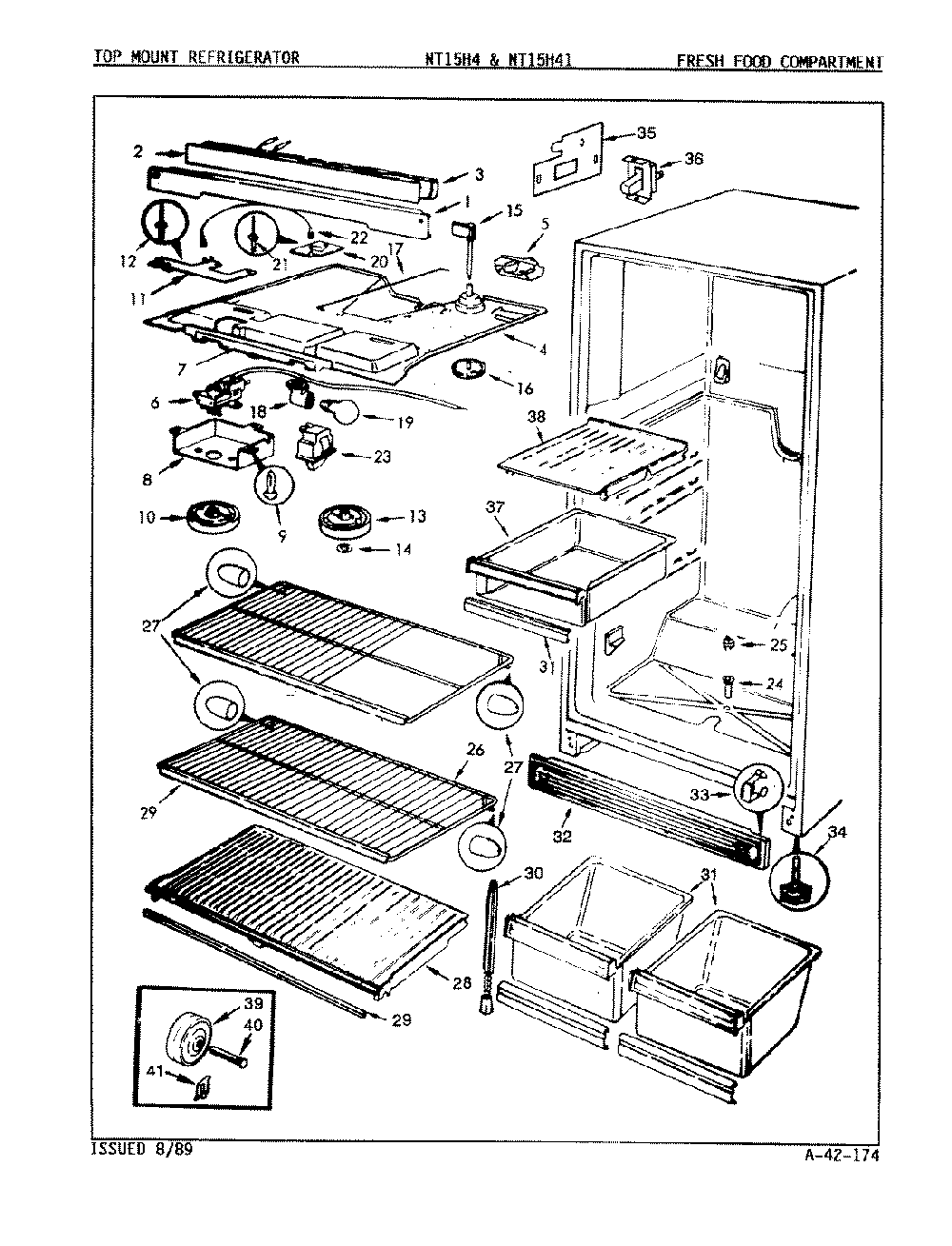 03 - Fresh Food Compartment Diagram and Parts List for NT15H41A  Whirlpool Refrigerator