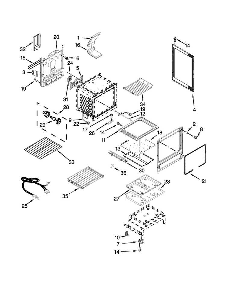 Chassis Parts Diagram and Parts List for KGRS306BSS2  KitchenAid Range