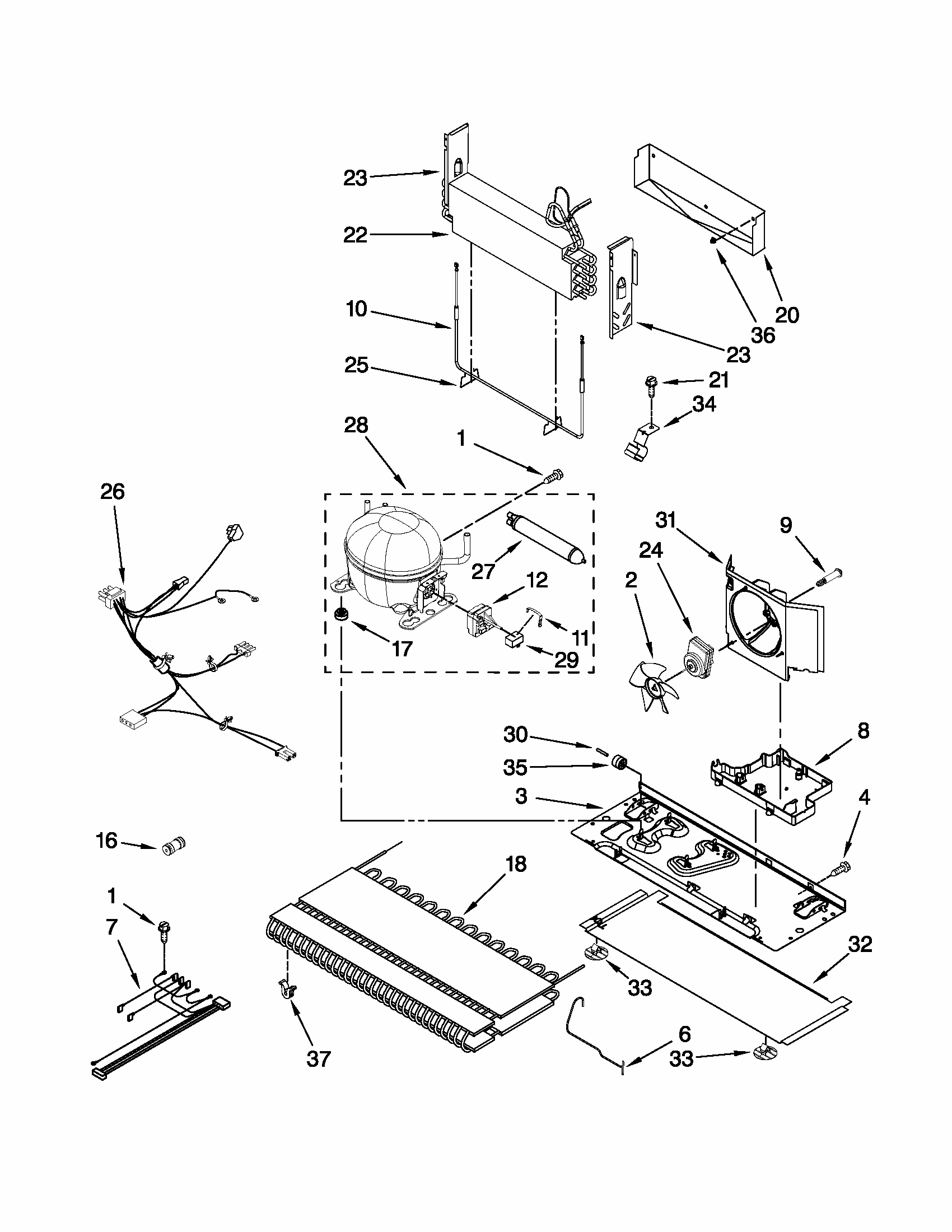 Unit Parts Diagram and Parts List for 59679549013  Kenmore Refrigerator