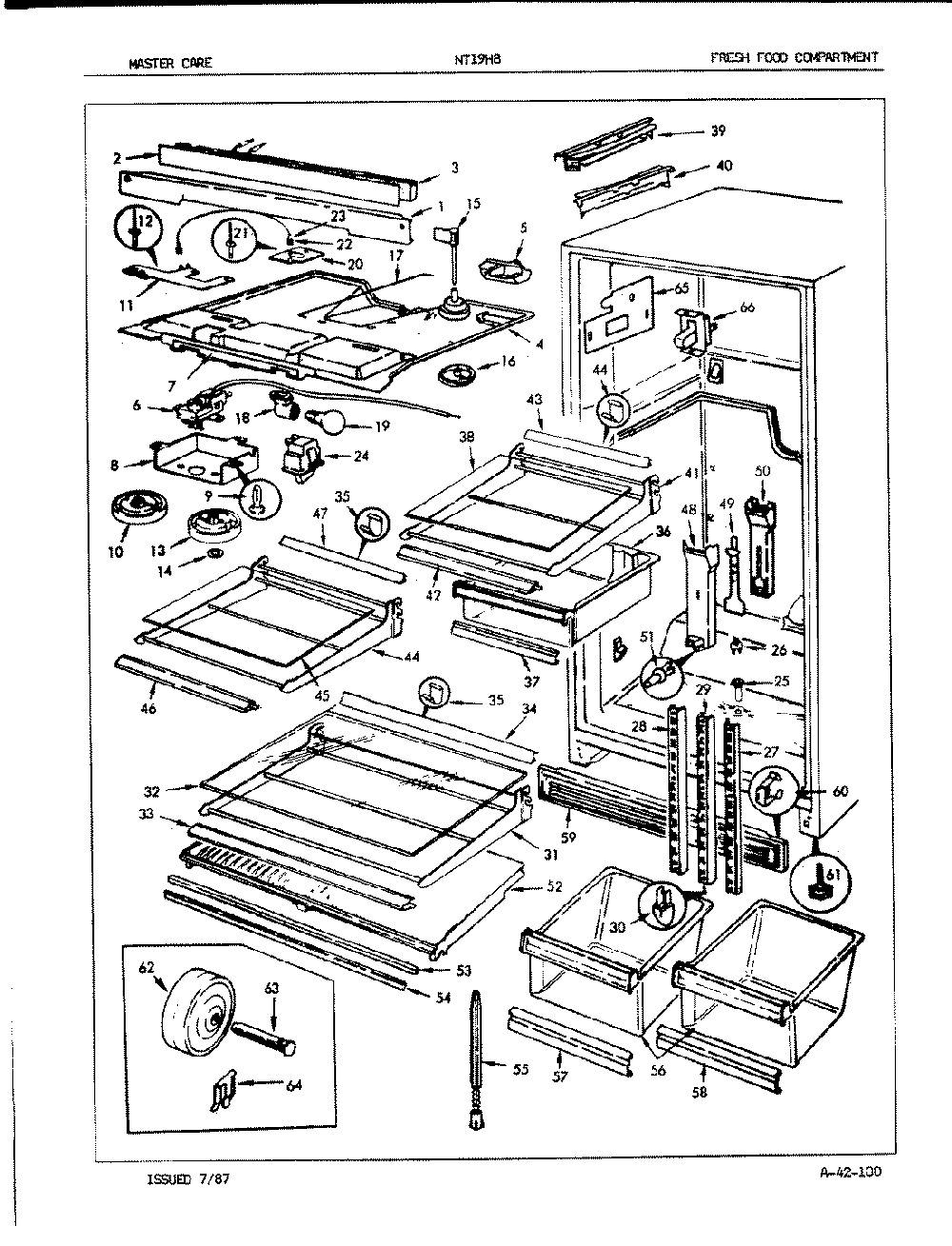 03 - Fresh Food Compartment Diagram and Parts List for NT19H8A  Whirlpool Refrigerator