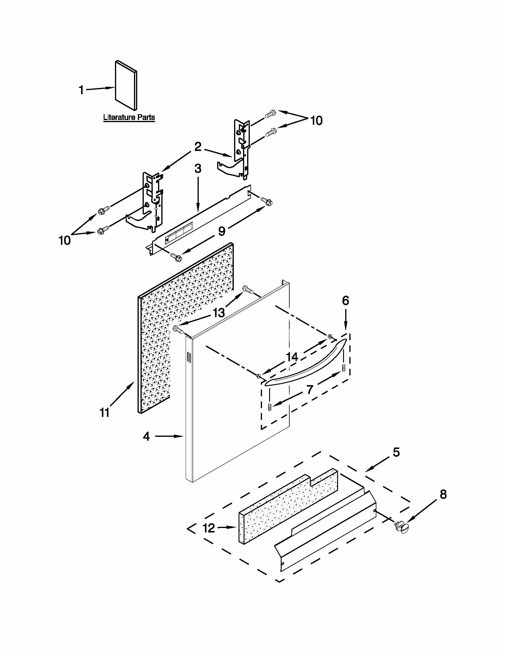 Door And Panel Parts Diagram and Parts List for 66513292K116  Kenmore Dishwasher