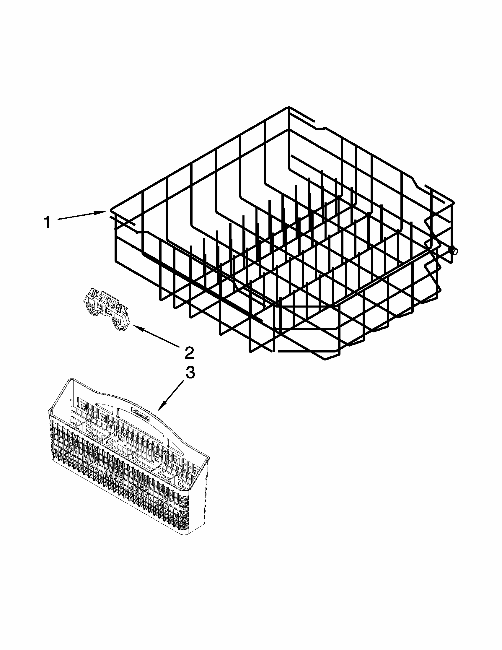 Lower Rack Parts Diagram and Parts List for 66513272K116  Kenmore Dishwasher