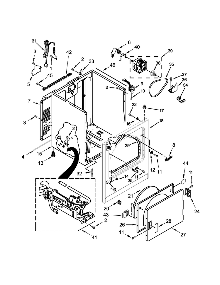 Cabinet Parts Diagram and Parts List for WGD7000DW0  Whirlpool Dryer