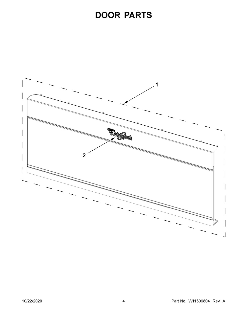 Door Parts Diagram and Parts List for YWML55011HB7  Whirlpool Microwave Oven Combo