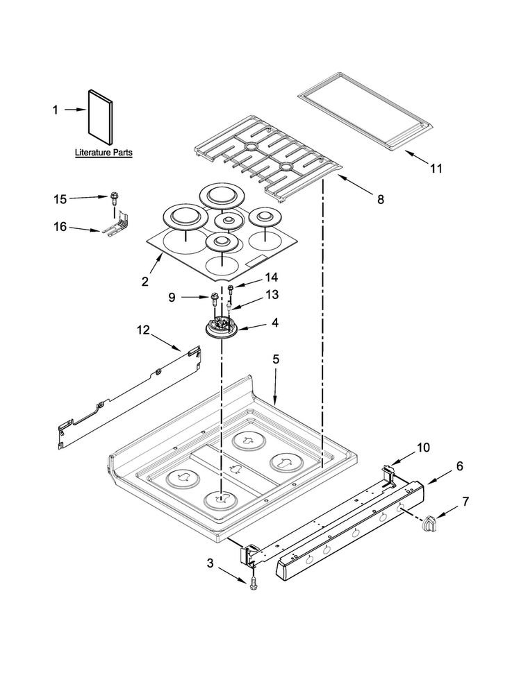 Cooktop Parts Diagram and Parts List for KGRS303BBL2  KitchenAid Range