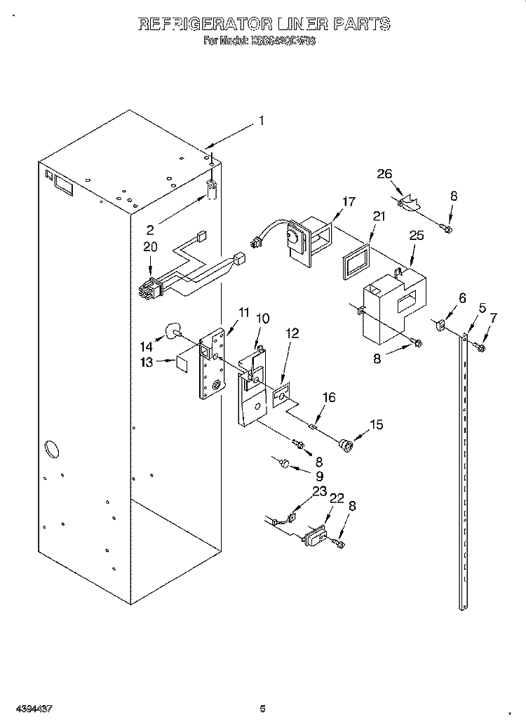 REFRIGERATOR LINER Diagram and Parts List for KSSS42QDW03  KitchenAid Refrigerator