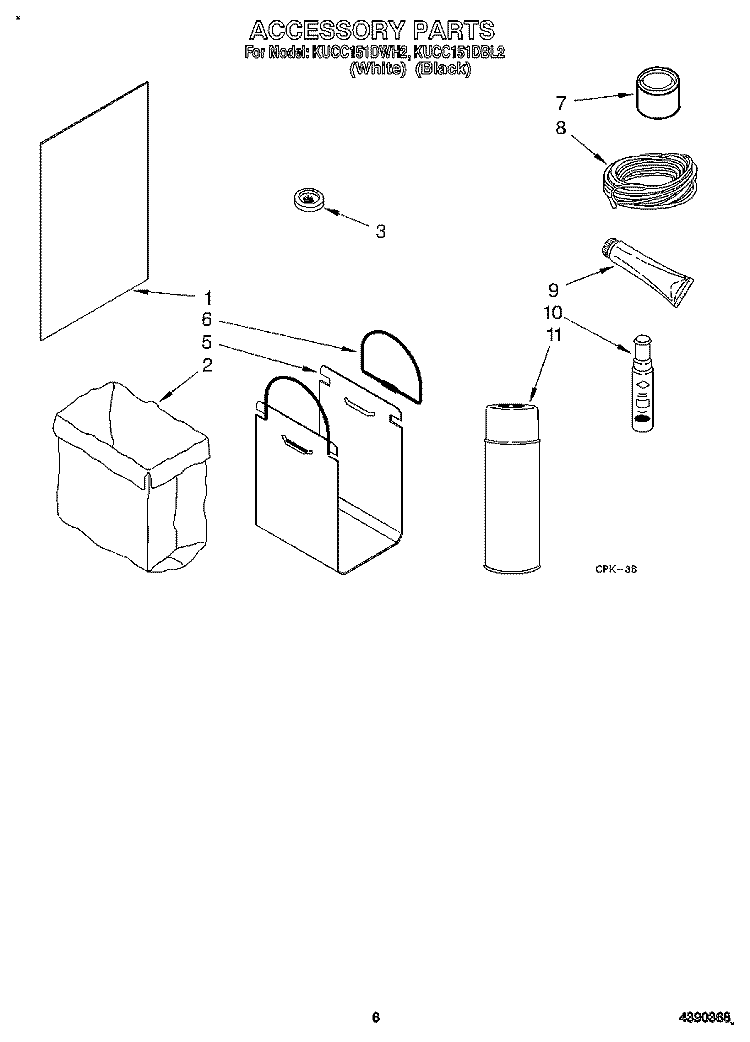 ACCESSORY Diagram and Parts List for KUCC151DBL2  KitchenAid Trash Compactor