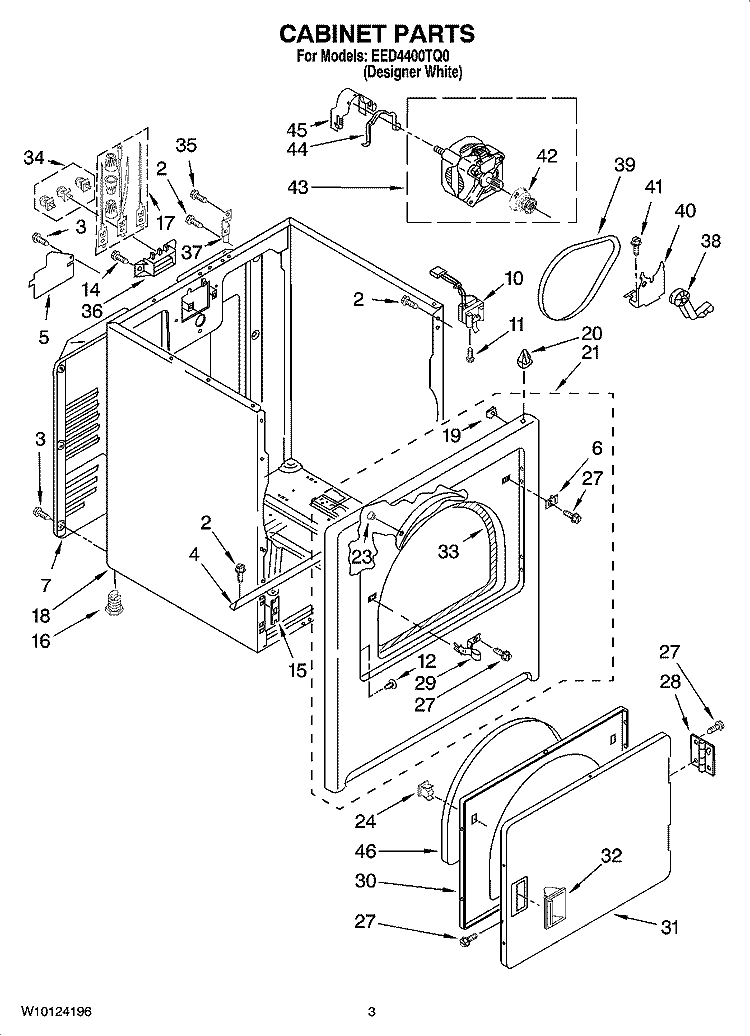 CABINET PARTS Diagram and Parts List for EED4400TQ0  Estate Dryer
