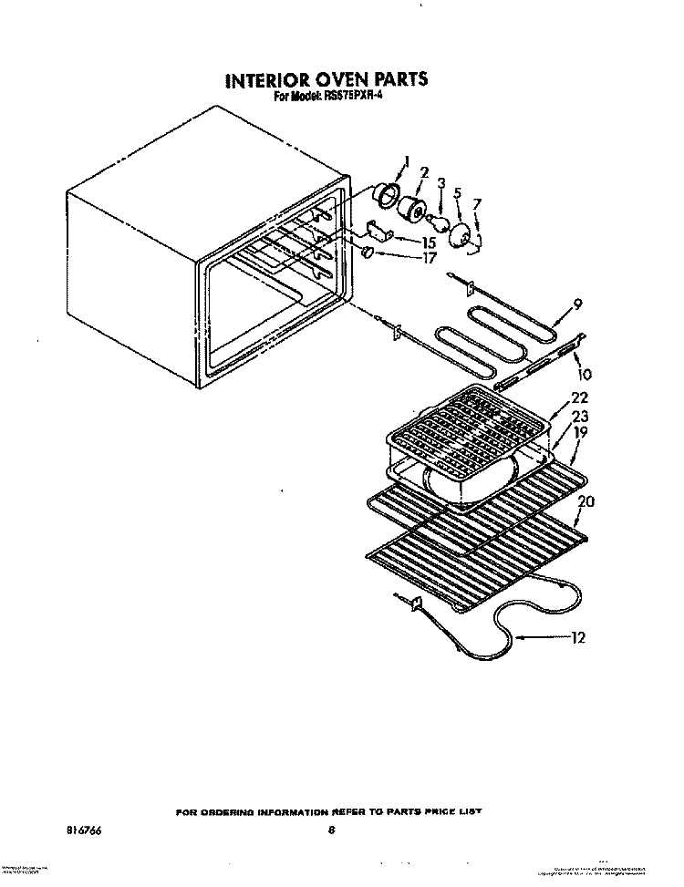 INTERIOR DOOR Diagram and Parts List for RS575PXR4  Whirlpool Range