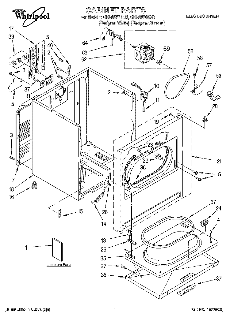 SECTION Diagram and Parts List for GEQ8858HQ0  Whirlpool Dryer
