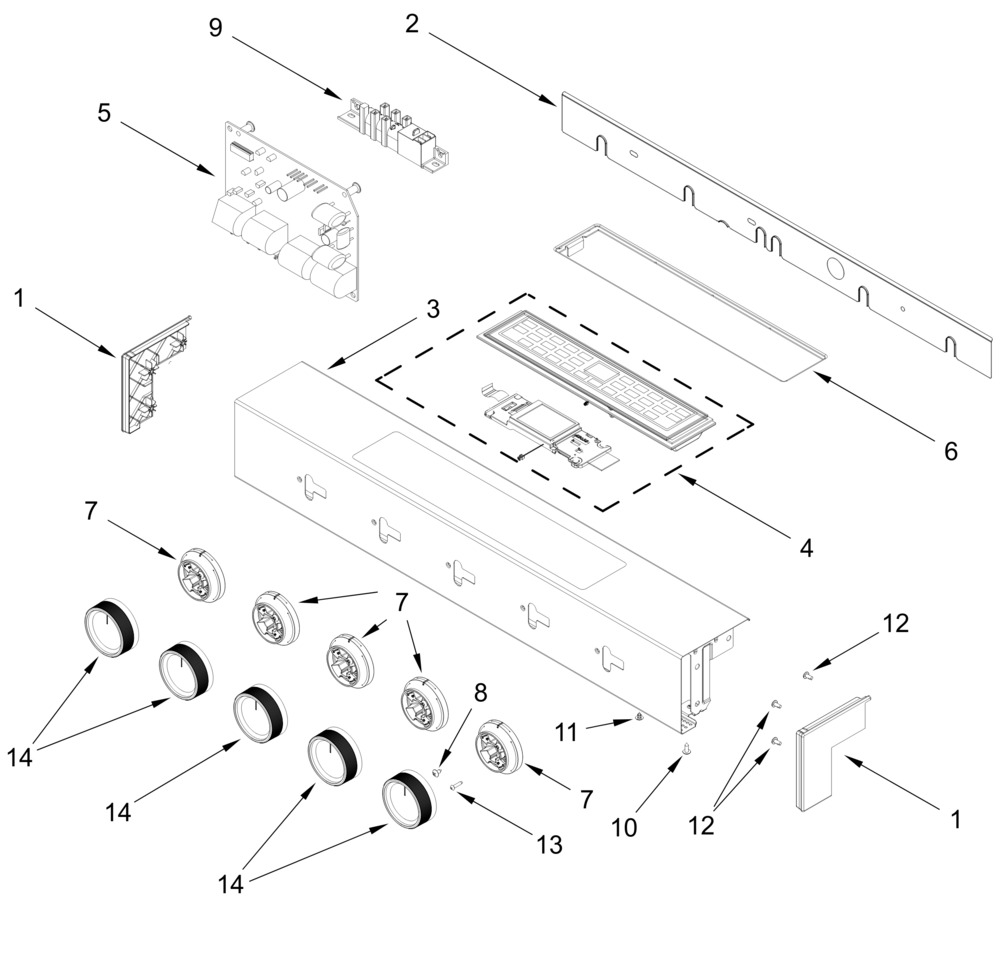 Control Panel Parts Diagram and Parts List for KSGS430SPS0  Whirlpool Range