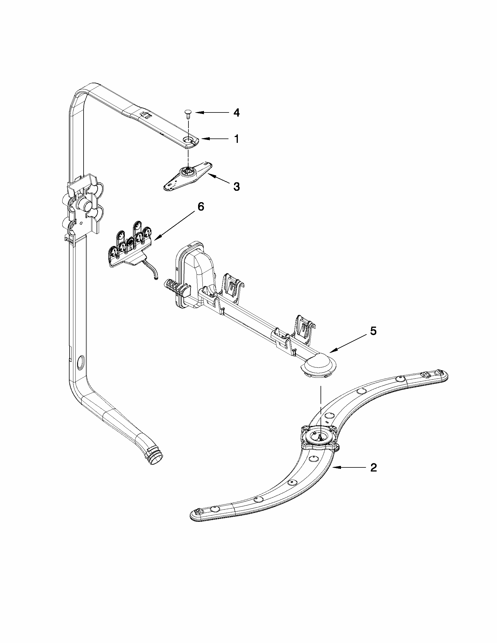 Upper Wash And Rinse Parts Diagram and Parts List for 66513044K113  Kenmore Dishwasher