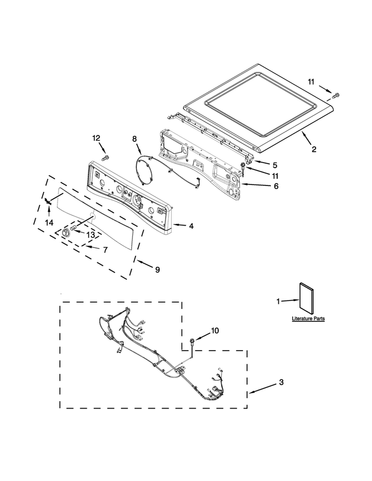Top And Console Parts Diagram and Parts List for WED96HEAU1  Whirlpool Dryer
