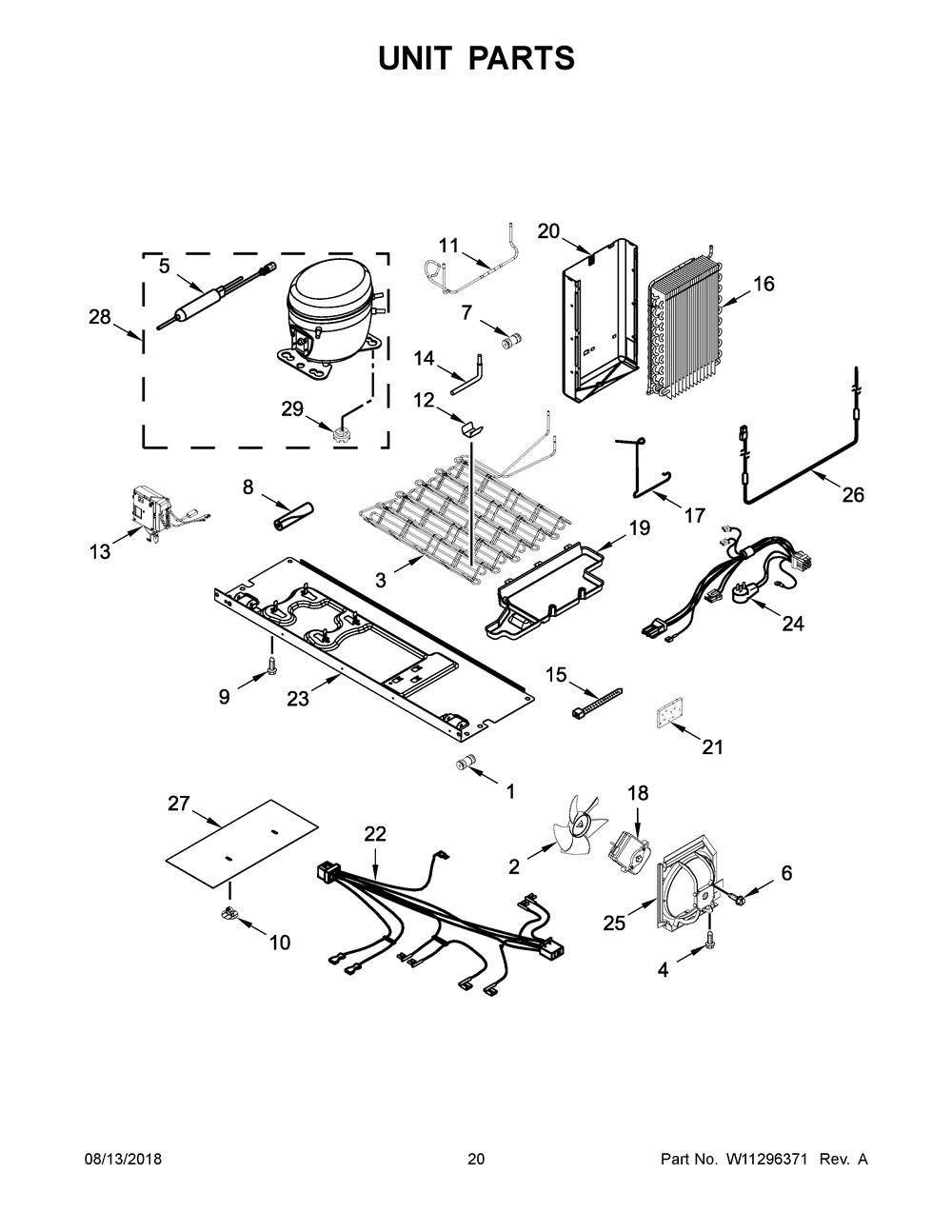 Unit Parts Diagram and Parts List for WRSA88FIHN00  Whirlpool Refrigerator