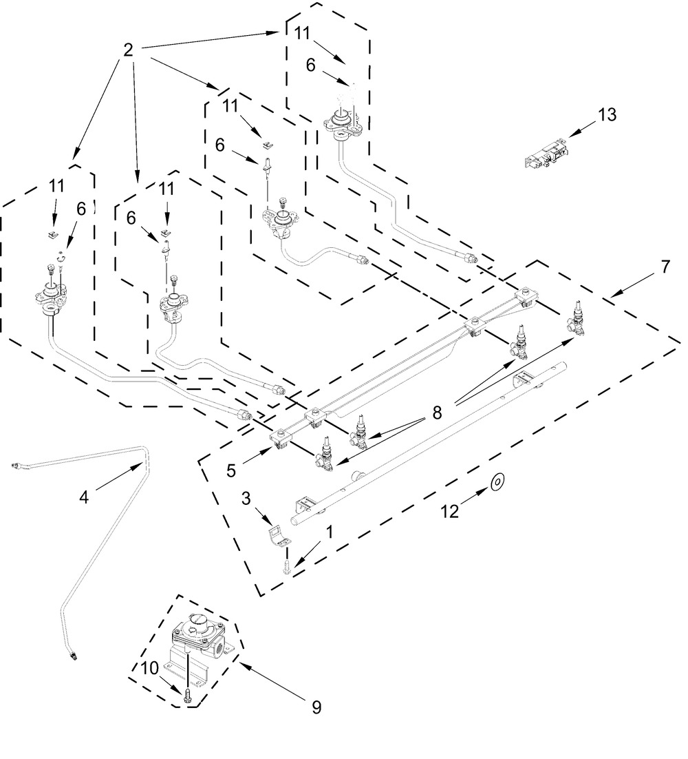 Manifold Parts Diagram and Parts List for JDS1750ML2  Whirlpool Range