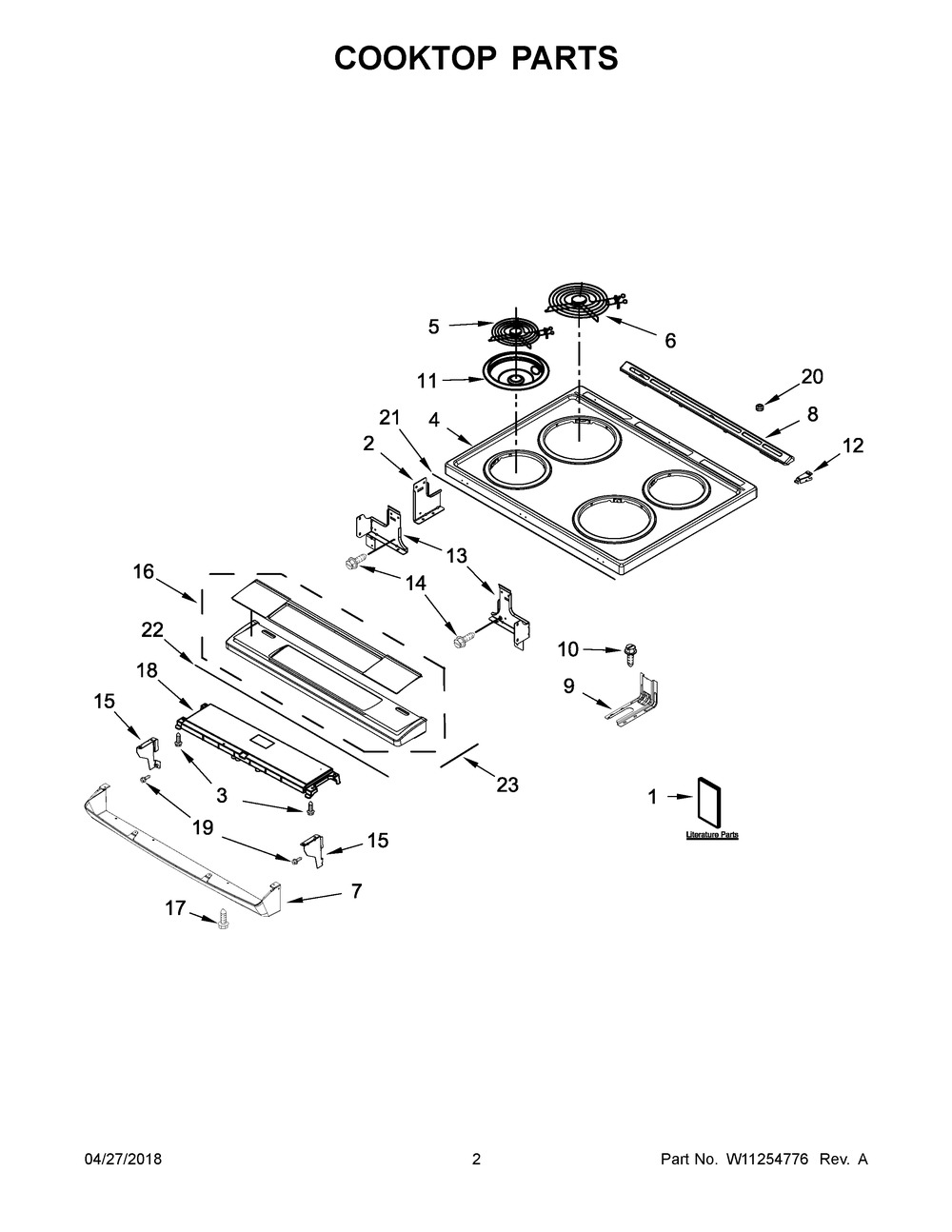 Cooktop Parts Diagram and Parts List for WEC310S0FS2  Whirlpool Range