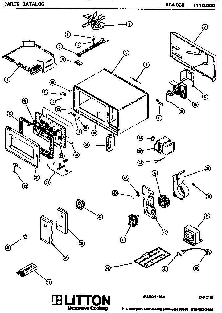 01 - Page 1 Diagram and Parts List for 904002  Whirlpool Microwave