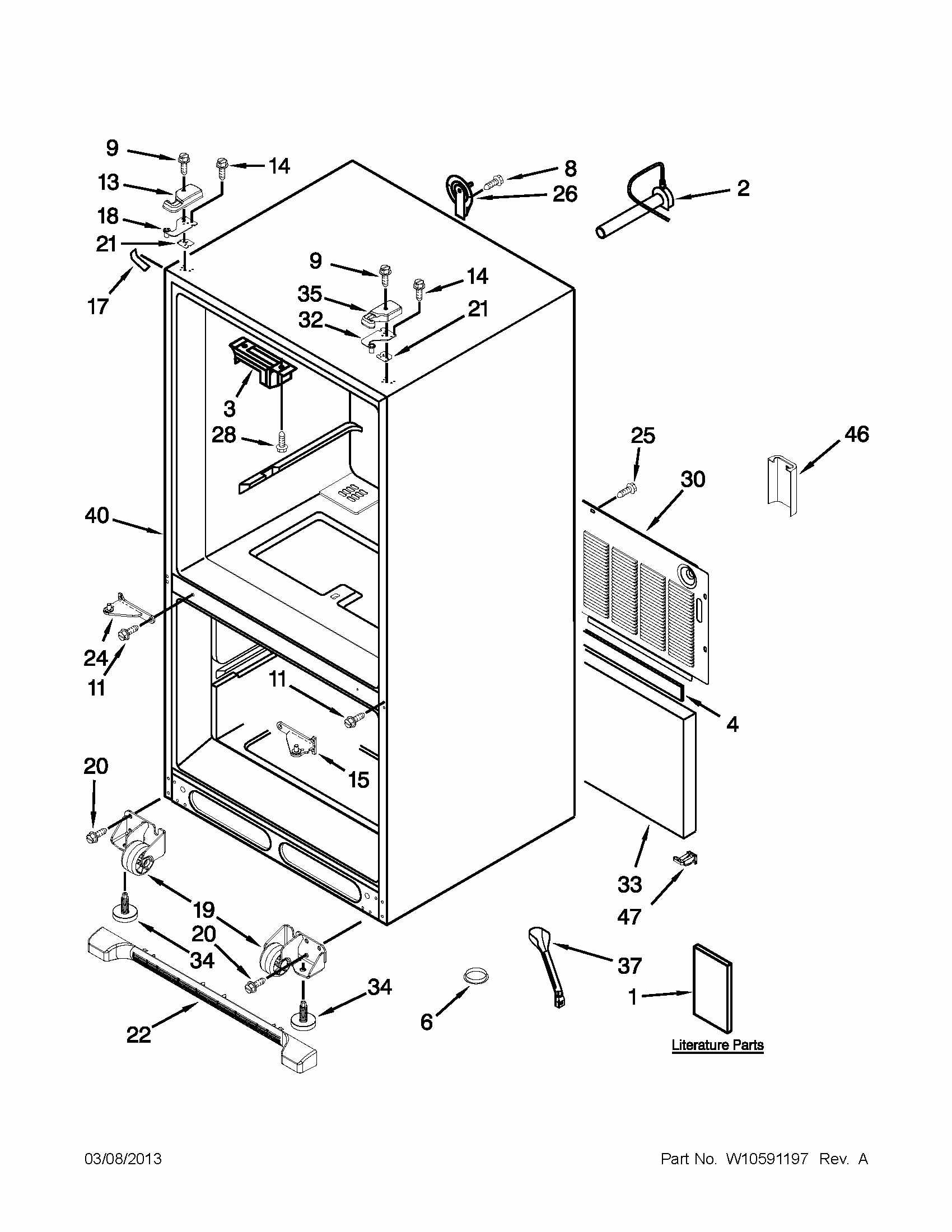 Cabinet Parts Diagram and Parts List for 59679539018  Kenmore Refrigerator