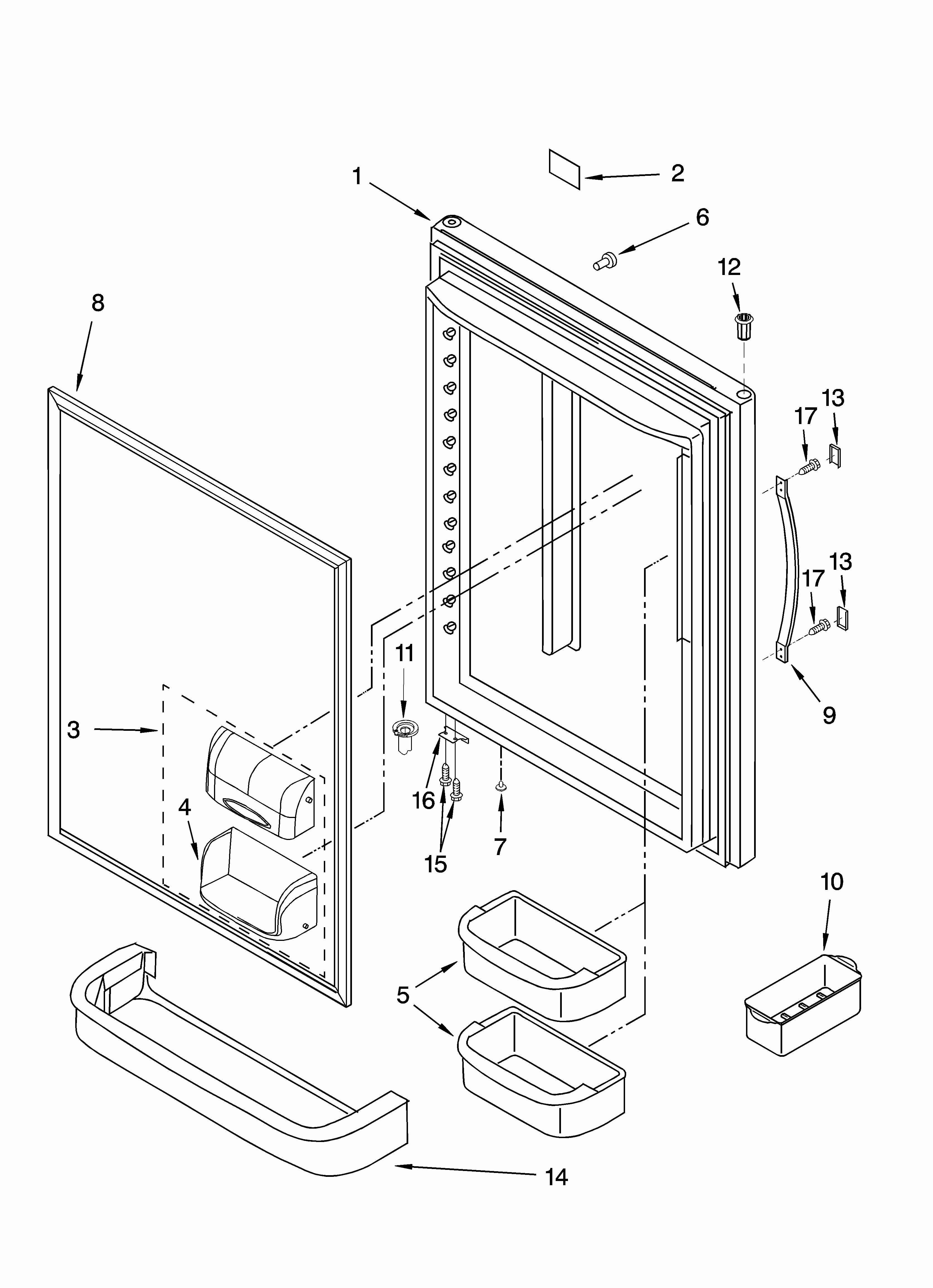 Refrigerator Door Parts Diagram and Parts List for GB2SHDXPQ12  Whirlpool Refrigerator