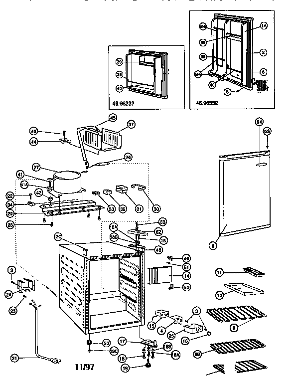 Refrigerator Cabinet Parts Diagram and Parts List for 46196332690  Kenmore Refrigerator