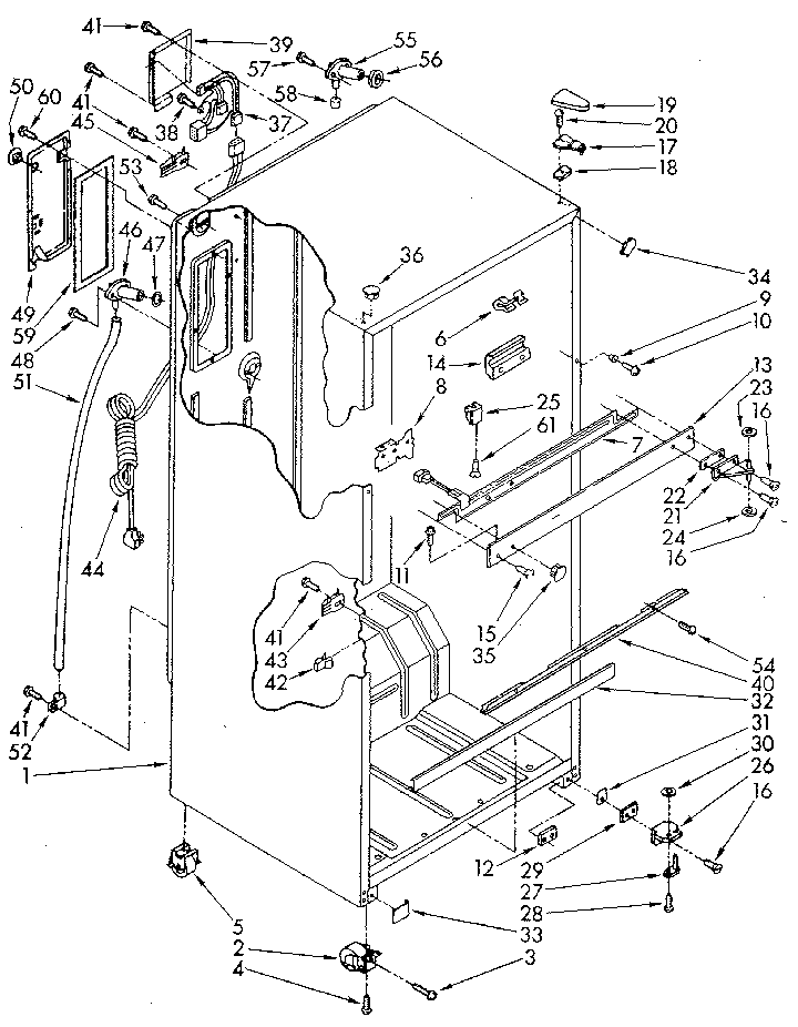 Cabinet Diagram and Parts List for ET18MKXSN03  Whirlpool Refrigerator