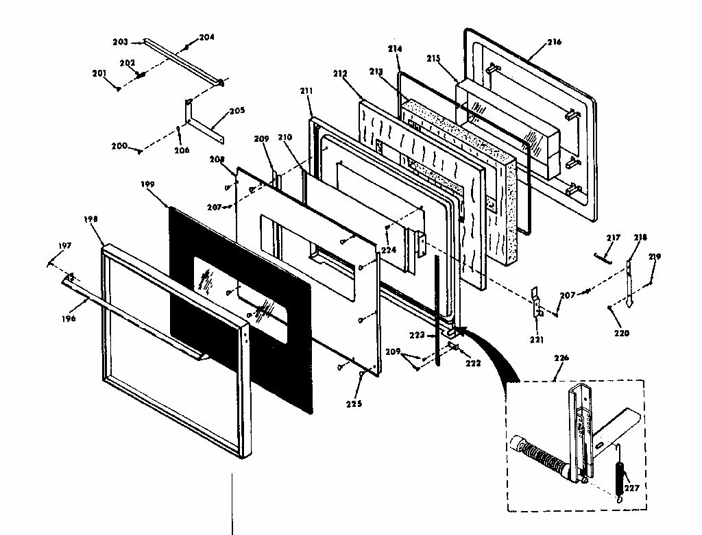 Upper Black Glass Door Diagram and Parts List for 8504287341  Kenmore Range