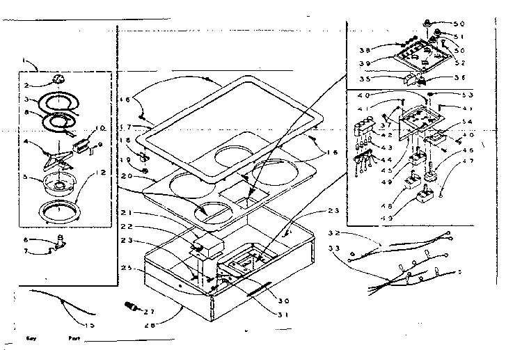 Four Surface Unit Drop-in Diagram and Parts List for 15440483  Kenmore Cooktop