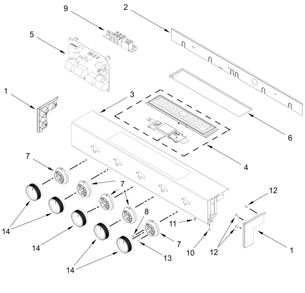 Control Panel Parts Diagram and Parts List for KSGS330SPS0  Whirlpool Range