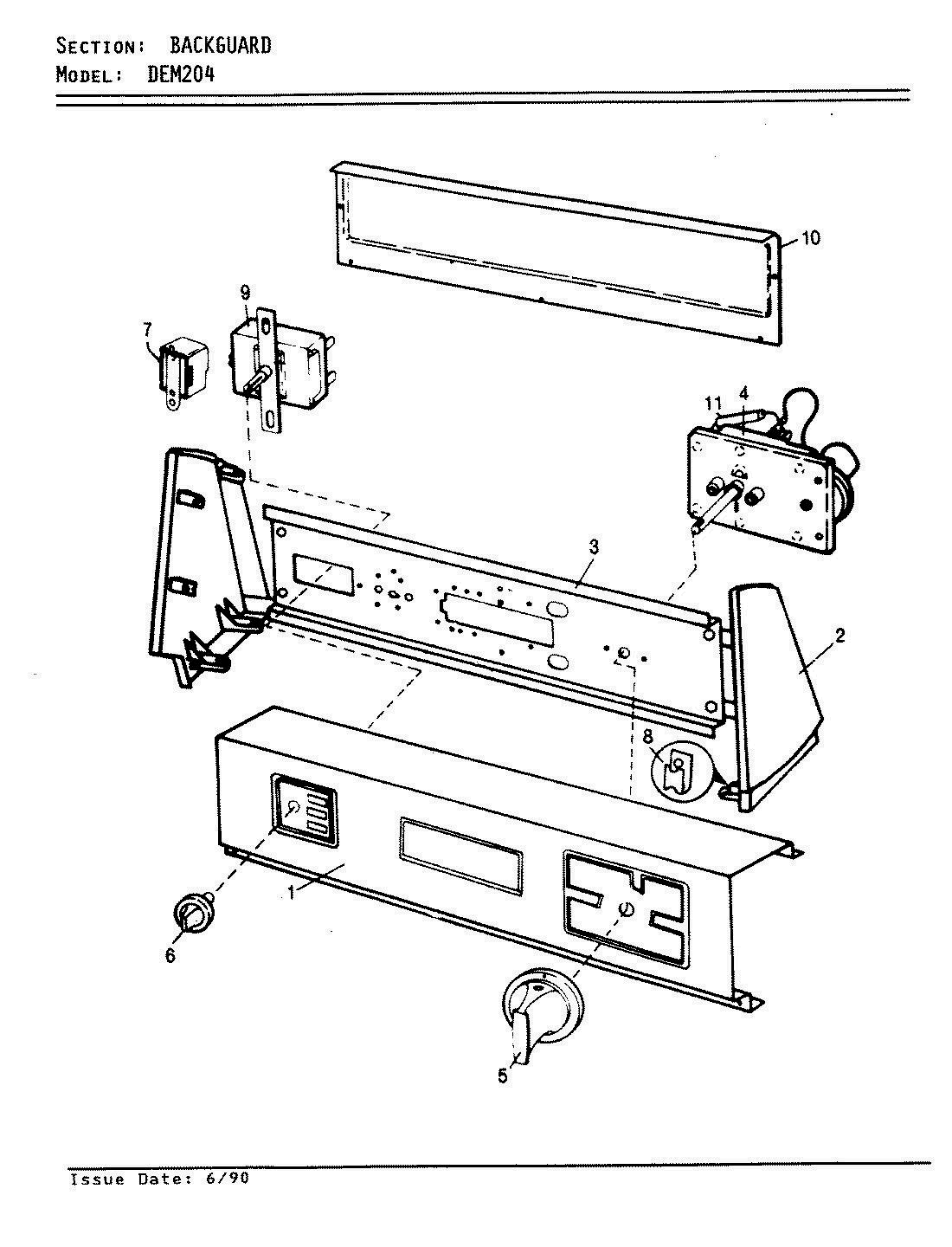01 - CONTROL PANEL (REV. A-C) Diagram and Parts List for DEM204REVB  Whirlpool Dryer