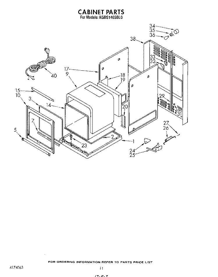 CABINET Diagram and Parts List for KGBS146SBL0  KitchenAid Wall Oven