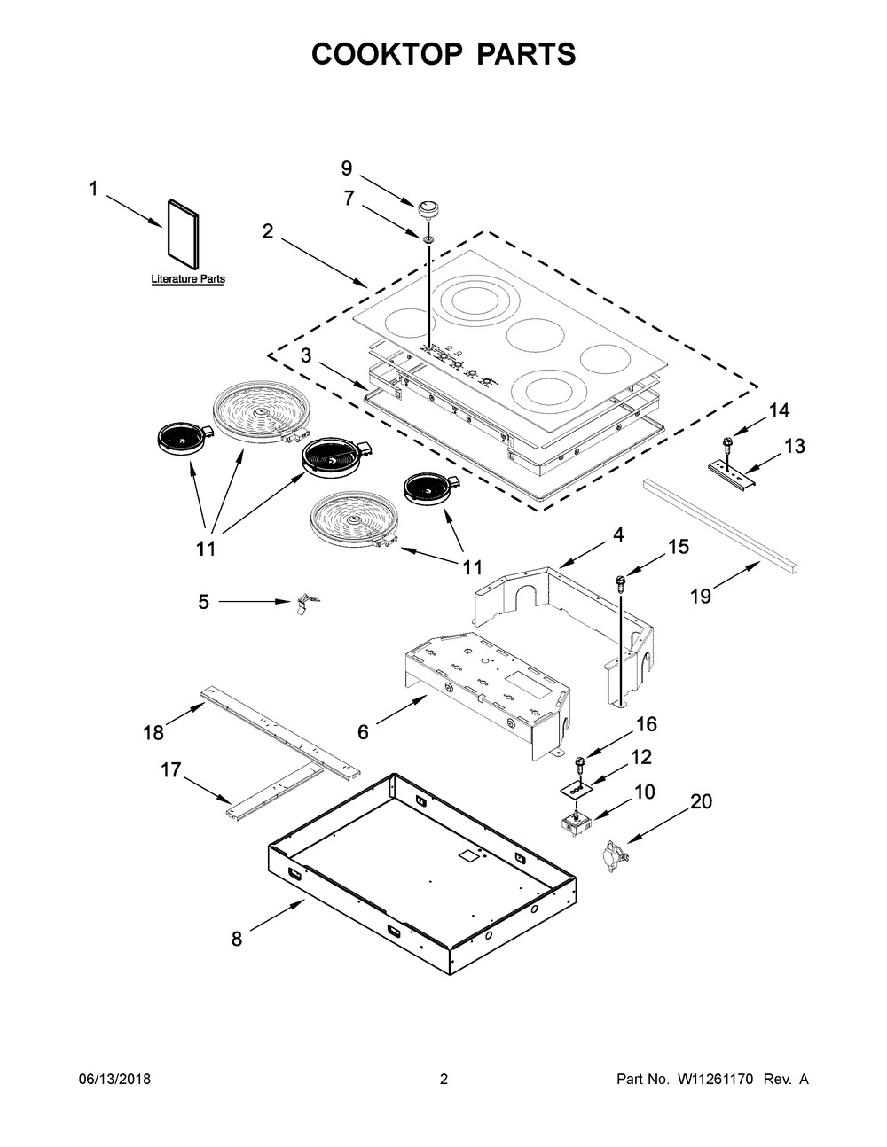 Cooktop Parts Diagram and Parts List for KCES556HBL00  Whirlpool Cooktop